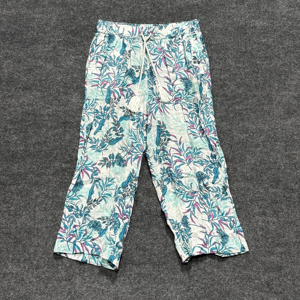 Cynthia Rowley Pants Womens Large Multicolor Floral Linen Crop Drawstring Beach
